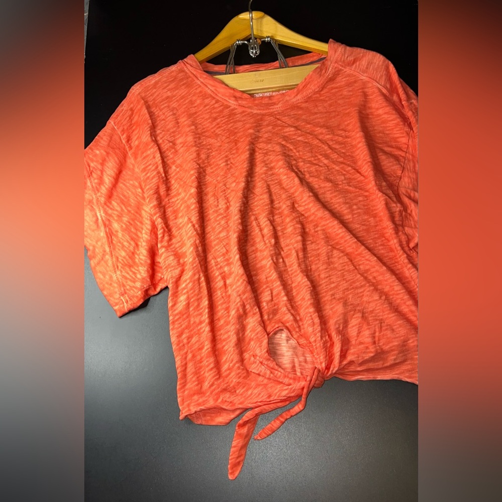 Pilcro For AnthropologieAthletic Front Knot Mesh Shirt in Orange Size Small EUC